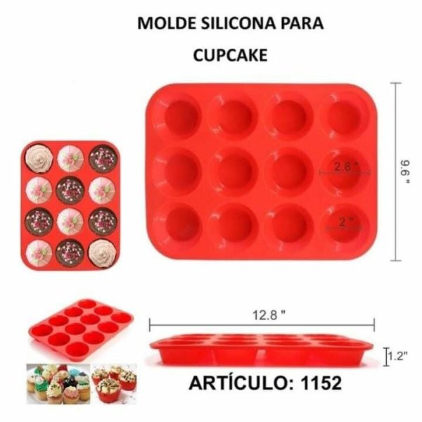 MOLDE DE SILICONA PARA CUPCAKES (MELECH-409) ROJO