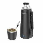 TERMO ELECTRICO  C/MATE CON BOMBILLA 1200ML (OG-ET1) NEGRO