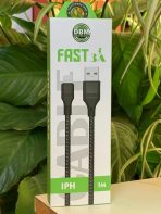 CABLE TRENZADO 1 METRO 3A A IPHONE NEGRO (CAJA BLANCA Y VERDE )