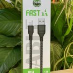 CABLE TRENZADO 1 METRO 3A A IPHONE NEGRO (CAJA BLANCA Y VERDE )