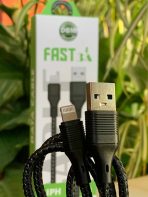 CABLE TRENZADO 1 METRO 3A A IPHONE NEGRO (CAJA BLANCA Y VERDE ) - Imagen 2