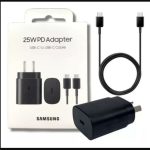 CARGADOR COMPLETO SAMSUNG 25W TIPO C CALIDAD ORIGINAL+CABLE C A C NEGRO
