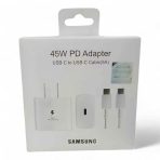 CARGADOR COMPLETO SAMSUNG 45W TIPO C CALIDAD ORIGINAL+CABLE TIPO C A C  BLANCO