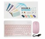 KIT DE MOUSE Y TECLADO INALAMBRICO TIME (TMU-001)BLANCO TECLAS ROSA