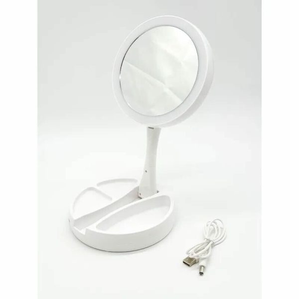 ACC0106 ESPEJO DOBLE  C/LUZ LED A PILA Y RECARGABLE  JG-988