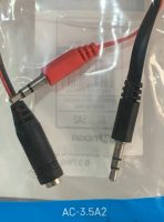 CAB090 CABLE ADAPTADOR DE AUDIO (DE 1 PLUG (H)A2 PLUG(M)-EN BOLSA/R/N