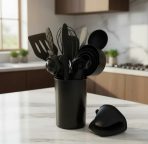 SET UTENCILLO COCINA SILICONA X 21 PCS SS21 NEGRO - Imagen 2