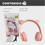 AURICULAR VINCHA GATITO AUX BT ROSA