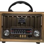 RADIO VINTAGE FM,USB,TF CARD RECARGABLE  KTF-2016 GOLD