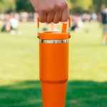 VASO TERMICO C/MANIJA Y SORBETE LD-01 NARANJA