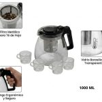 TETERA DE VIDRIO 1000ML C/4 TAZAS  QYH-LS