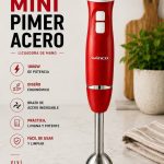 MINI PIMER WINCO BRAZO DE ACERO 400W W1014 BLANCO Y ROJO