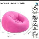 SOFA SILLON INFLABLE CON INFLADOR COLOR ROSA