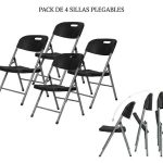 SILLA PLEGABLE COLOR NEGRO PACK 4