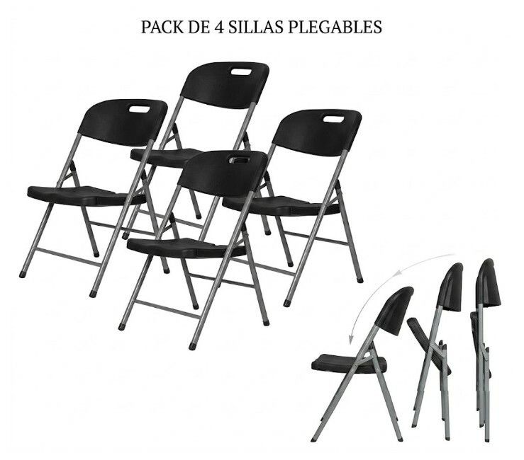 SILLA PLEGABLE COLOR NEGRO PACK 4 SILLA PLEGABLE COLOR NEGRO PACK 4 - Imagen 1