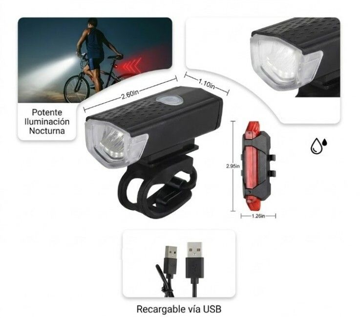 KIT X2 LUCES PARA BICICLETA melech-612 KIT X2 LUCES PARA BICICLETA melech-612 - Imagen 1