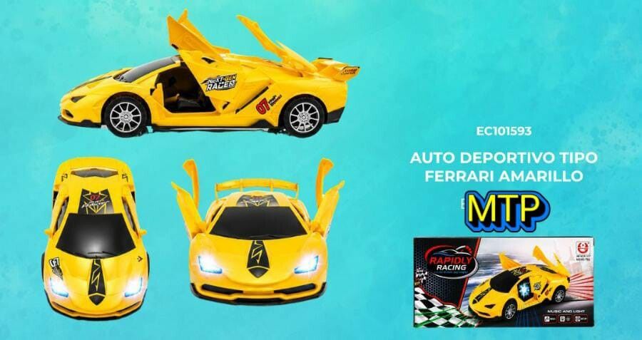 AUTO DEPORTIVO TIPO FERRARI AMARILLO EC101593 AUTO DEPORTIVO TIPO FERRARI AMARILLO EC101593 - Imagen 1