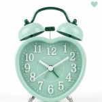 RELOJ DESPERTADOR CON CAMPANA COLOR VERDE CORAZON