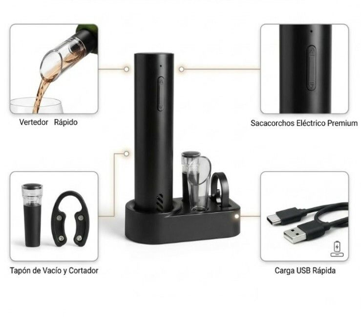 SET DESTAPADOR DE VINO ELECTRICO KT6010 SET DESTAPADOR DE VINO ELECTRICO KT6010 - Imagen 1