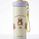 BOTELLA TERMICA INFANTIL CELESTE CON TAPA AMARILLA D263-008