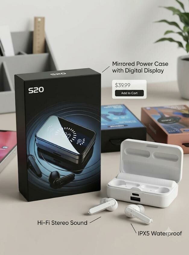AURICULAR BLUETOOTH S20 S20 BLANCO AURICULAR BLUETOOTH S20 S20 BLANCO - Imagen 1