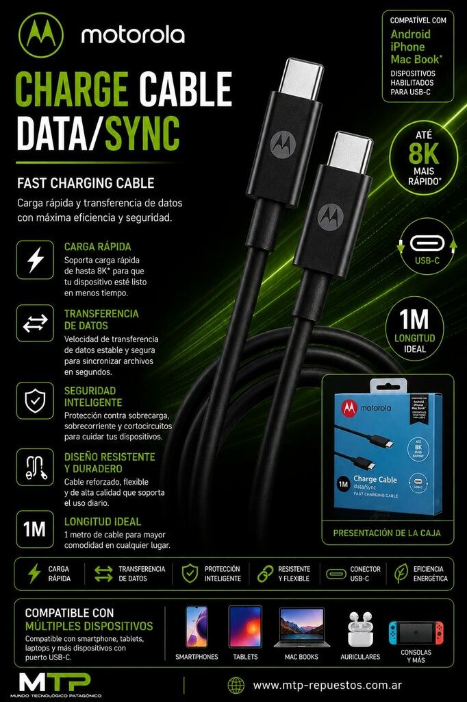 CABLE MOTOROLA TIPO C A TIPO C CARGA RAPIDA (CAJA CELESTE )CMCAC CABLE MOTOROLA TIPO C A TIPO C CARGA RAPIDA (CAJA CELESTE )CMCAC - Imagen 1