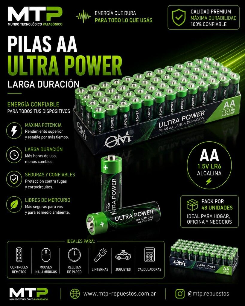 PILAS AA PACK 60 PCS OM R6P UM-3-AA PILAS AA PACK 60 PCS OM R6P UM-3-AA - Imagen 1