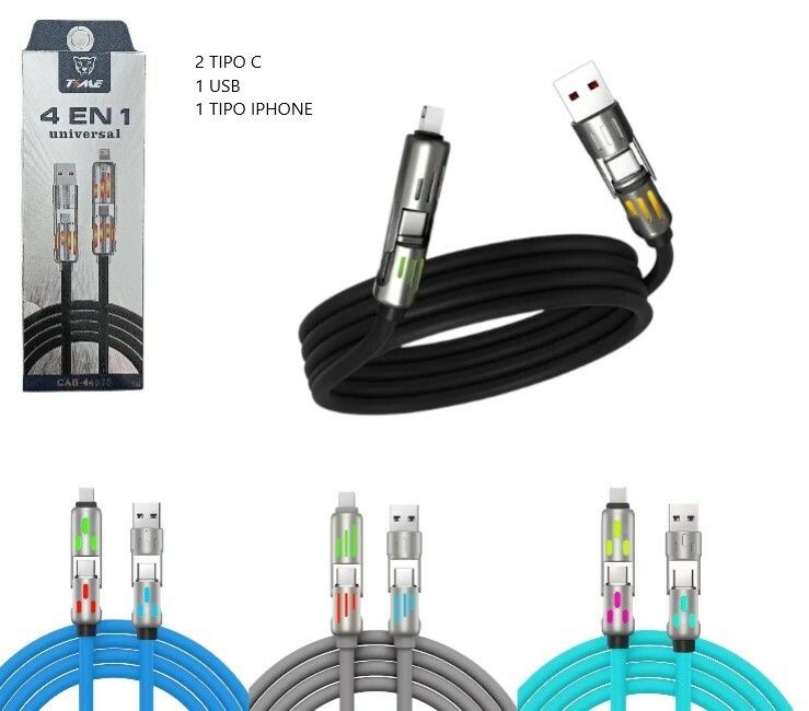 CABLE 4 EN 1 UNIVERSAL (CELESTE ) CABLE 4 EN 1 UNIVERSAL (CELESTE ) - Imagen 1