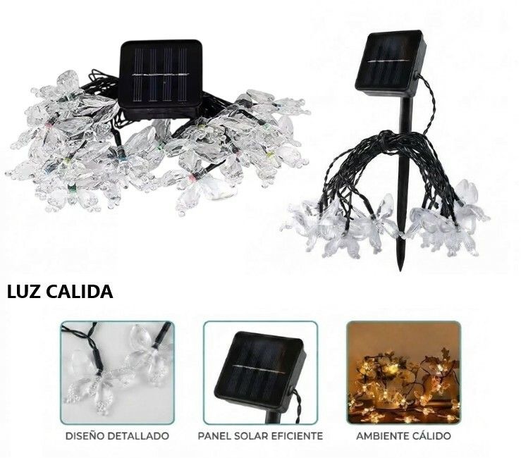 GUIRNALDA SOLAR CALIDA MARIPOSA 5MTS MELECH-738 GUIRNALDA SOLAR CALIDA MARIPOSA 5MTS MELECH-738 - Imagen 1