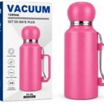 TERMO CON MATE Y BOMBILLA 1300 ML SM-2067 ROSA