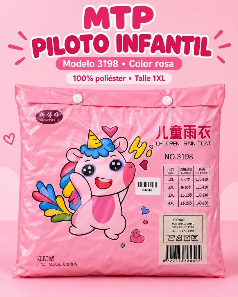 PILOTO DE LLUVIA INFANTIL 3198 R67009 (ROSA) PILOTO DE LLUVIA INFANTIL 3198 R67009 (ROSA) - Imagen 1