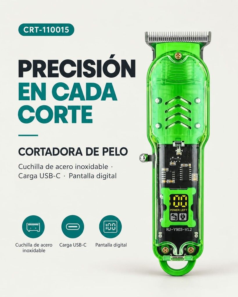 CORTA PELO DIGITAL (CRT-110015) VERDE CORTA PELO DIGITAL (CRT-110015) VERDE - Imagen 1