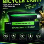 LUZ RECARGABLE DE BICI CON BOCINA  7588 LED-83122 (VERDE Y NEGRA )