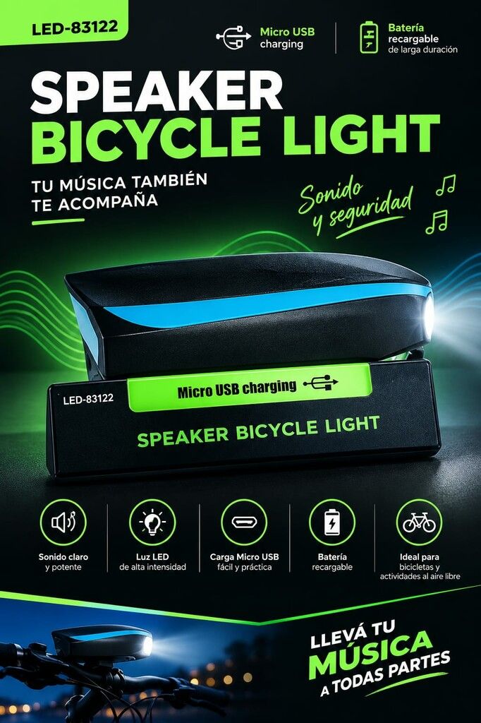 LUZ RECARGABLE CON BOSINA 7588 LED-83122 (AZUL Y NEGRA ) LUZ RECARGABLE CON BOSINA 7588 LED-83122 (AZUL Y NEGRA ) - Imagen 1